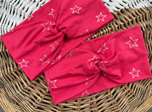 Load image into Gallery viewer, Silver Foil Stars on Muted Red
