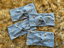 Load image into Gallery viewer, Vintage Blue Floral Waffle Rib Knit
