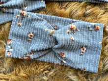 Load image into Gallery viewer, Vintage Blue Floral Waffle Rib Knit
